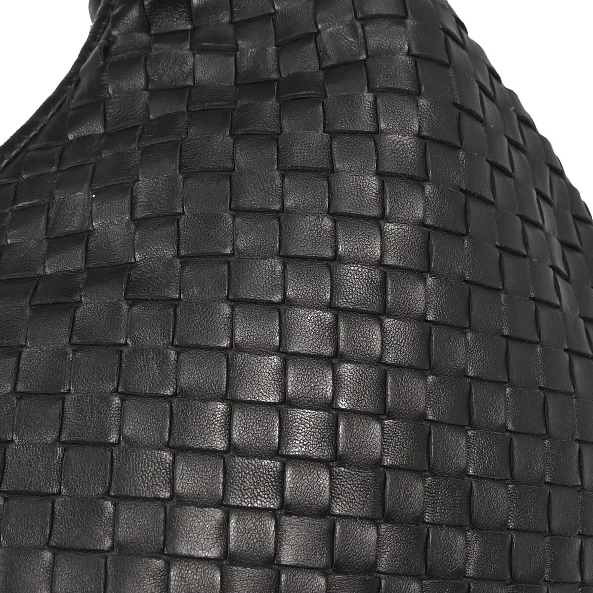Bottega Veneta Black Lambskin Intrecciato Hobo Handbag