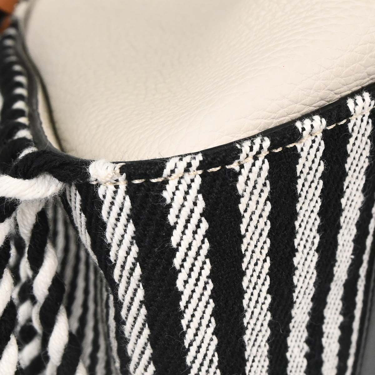 Loewe White Hammock Striped Fringe 2way Shoulder Tote Handbag