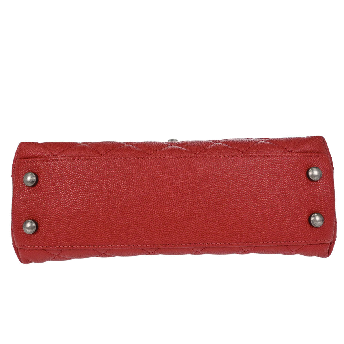 Chanel Red Caviar Skin Coco Handle 2way Shoulder Handbag