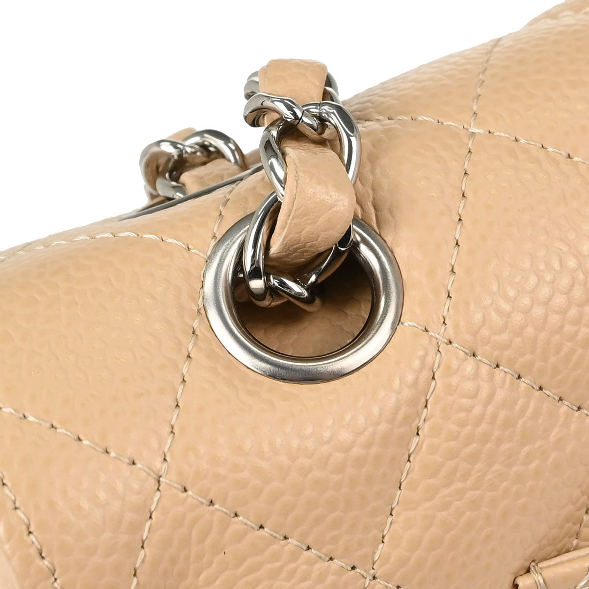 Chanel 2018 Beige Caviar Skin Medium Classic Double Flap Shoulder Bag
