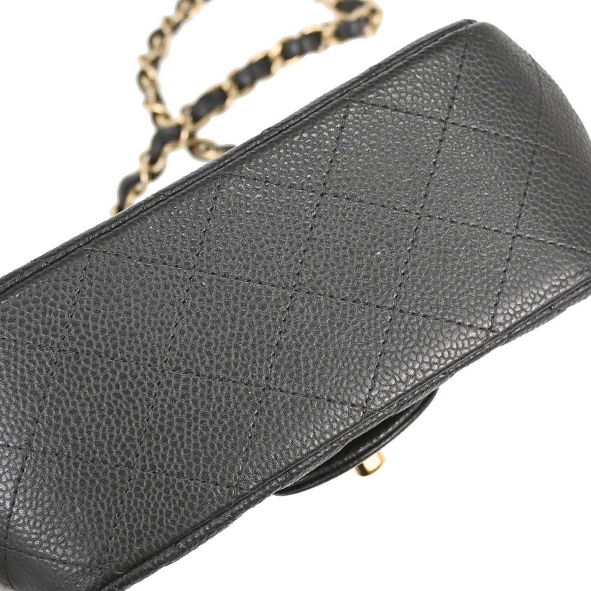Chanel 2018 Gray Caviar Skin Mini Classic Square Flap Shoulder Bag 17