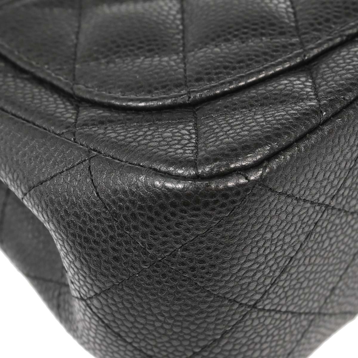 Chanel Gray Caviar Skin Mini Classic Square Flap Shoulder Bag 17