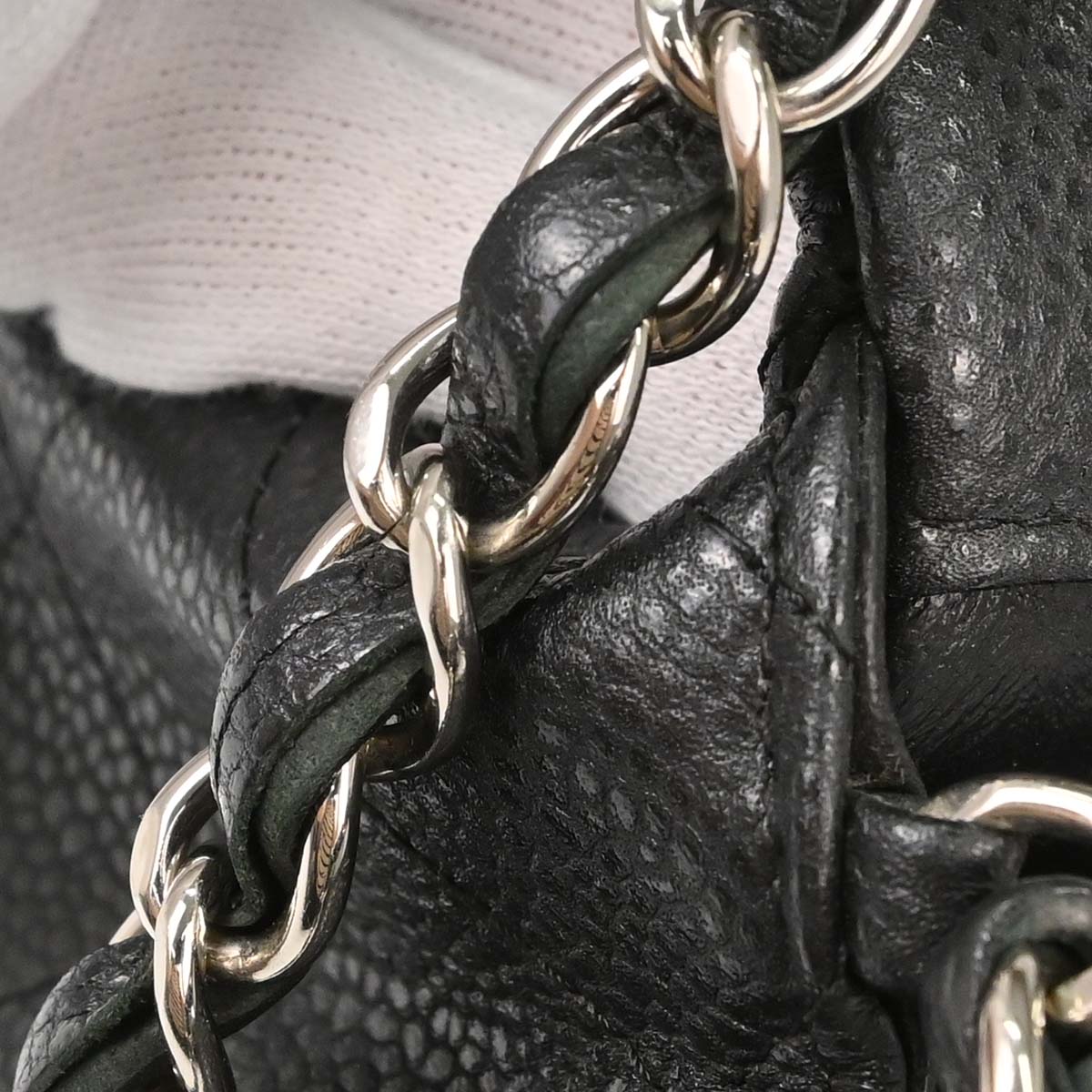 Chanel Gray Caviar Skin Mini Classic Square Flap Shoulder Bag 17