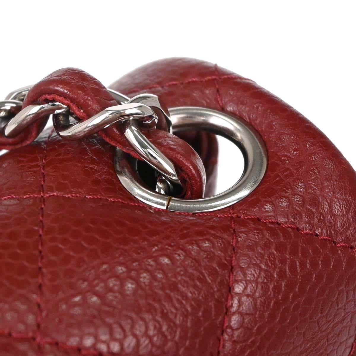 Chanel Burgundy Caviar Skin Mini Classic Square Flap Shoulder Bag 17