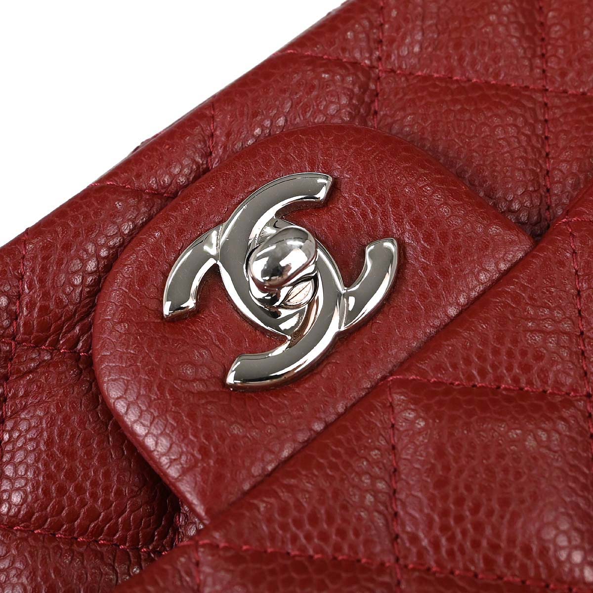 Chanel Burgundy Caviar Skin Mini Classic Square Flap Shoulder Bag 17