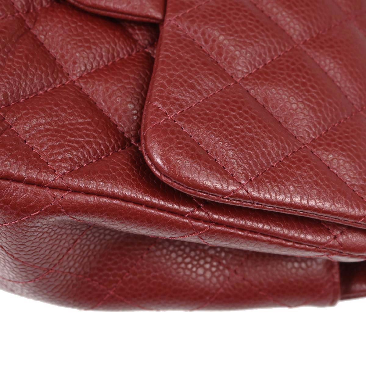 Chanel Burgundy Caviar Skin Mini Classic Square Flap Shoulder Bag 17