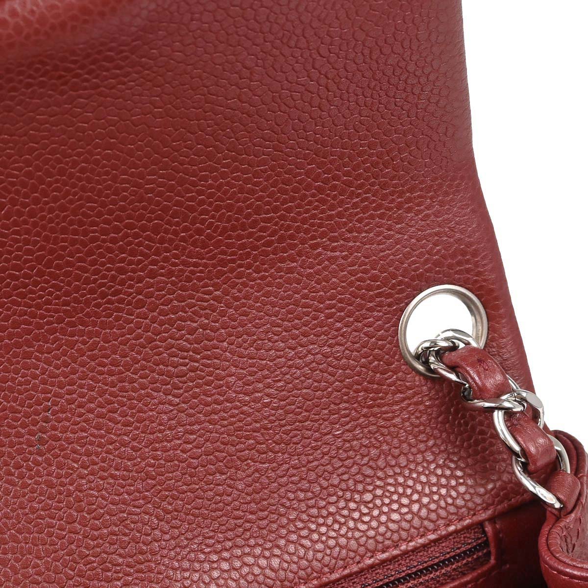 Chanel Burgundy Caviar Skin Mini Classic Square Flap Shoulder Bag 17