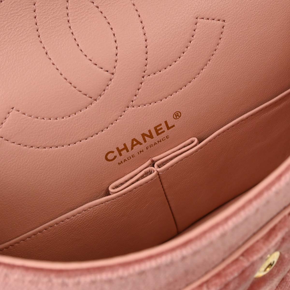Chanel Pink Velvet 2.55 Medium Classic Double Flap Shoulder Bag