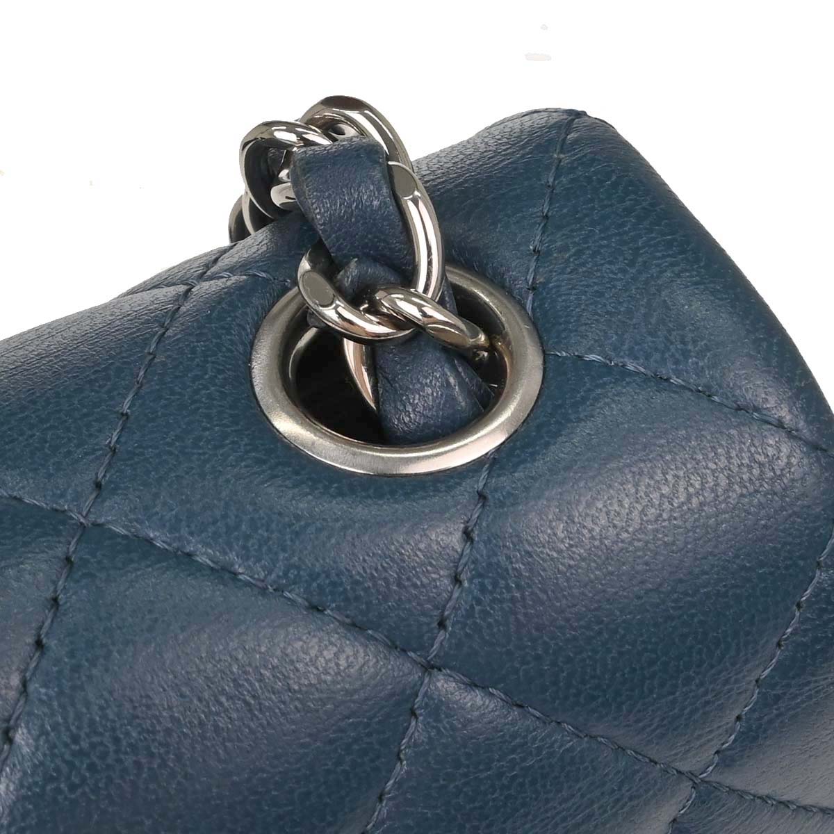 Chanel Blue Lambskin Single Flap Shoulder Bag