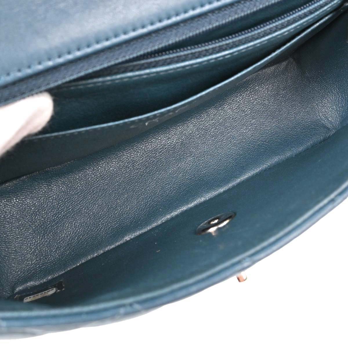 Chanel Blue Lambskin Single Flap Shoulder Bag