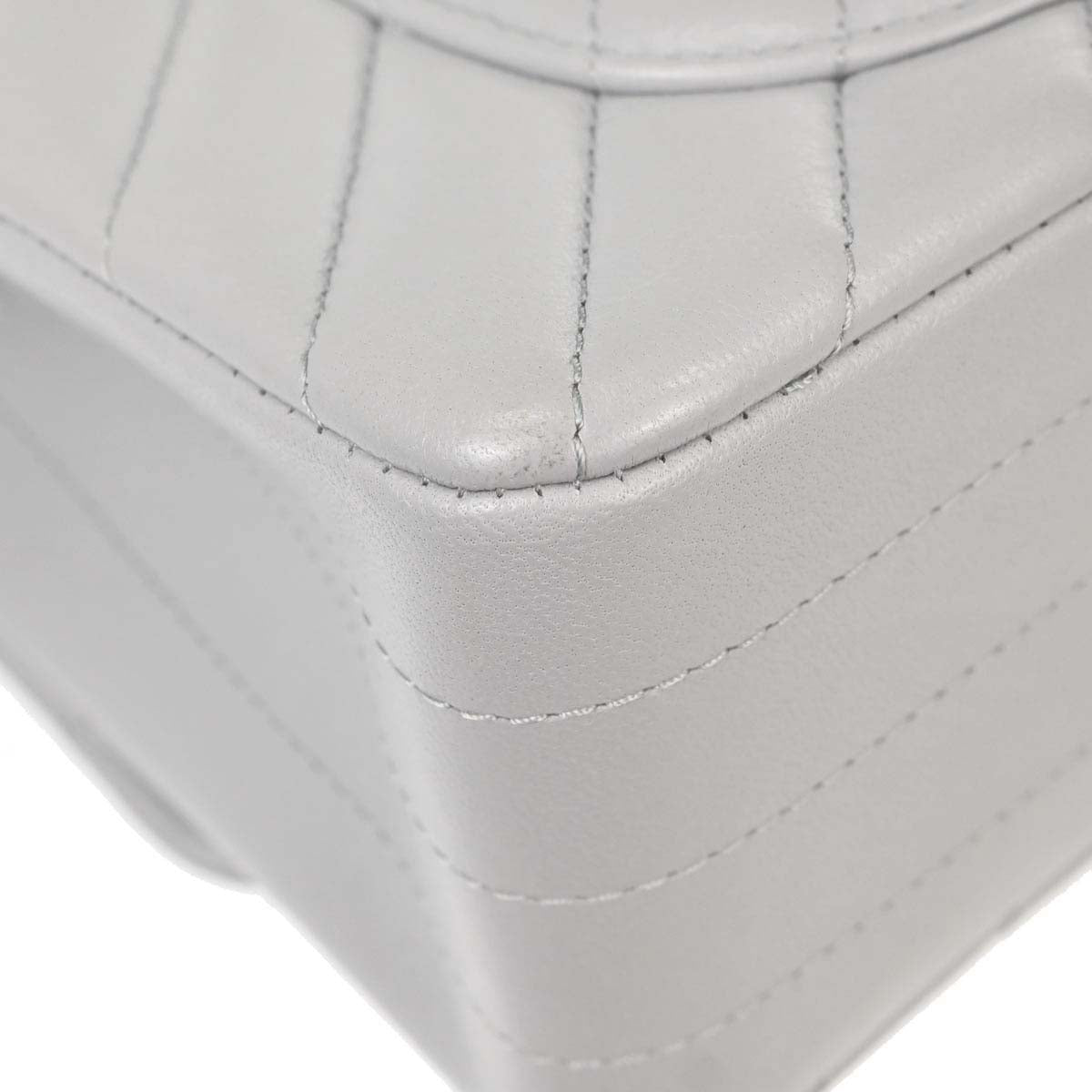 Chanel Gray Lambskin Chevron Single Flap Shoulder Bag