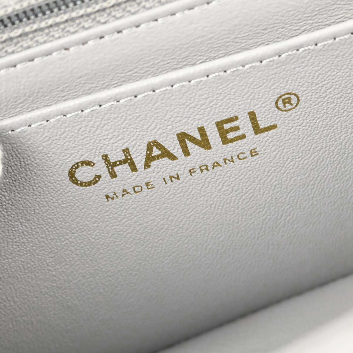 Chanel Gray Lambskin Chevron Single Flap Shoulder Bag