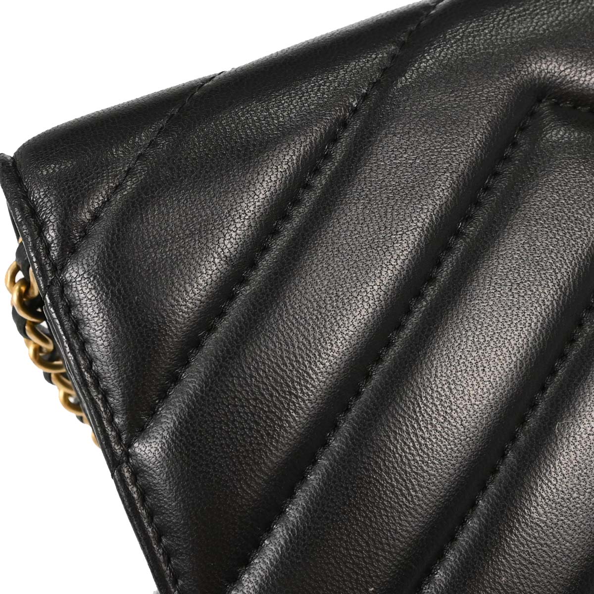 Chanel Black Lambskin Chevron CC Button Chain WOC Shoulder Bag
