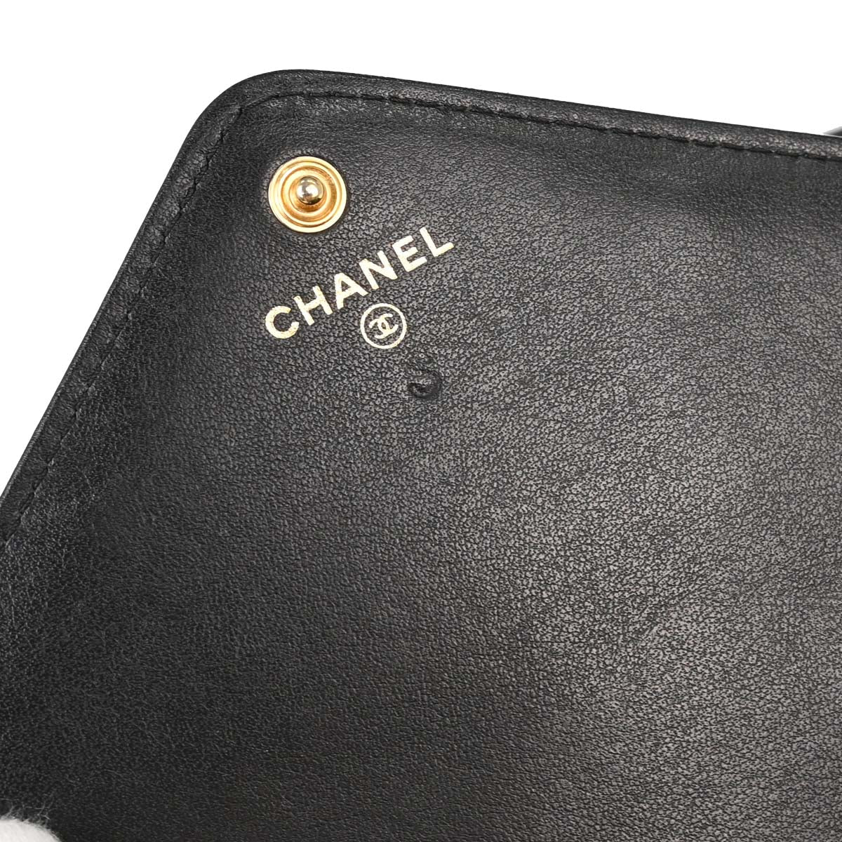 Chanel Black Lambskin Chevron CC Button Chain WOC Shoulder Bag