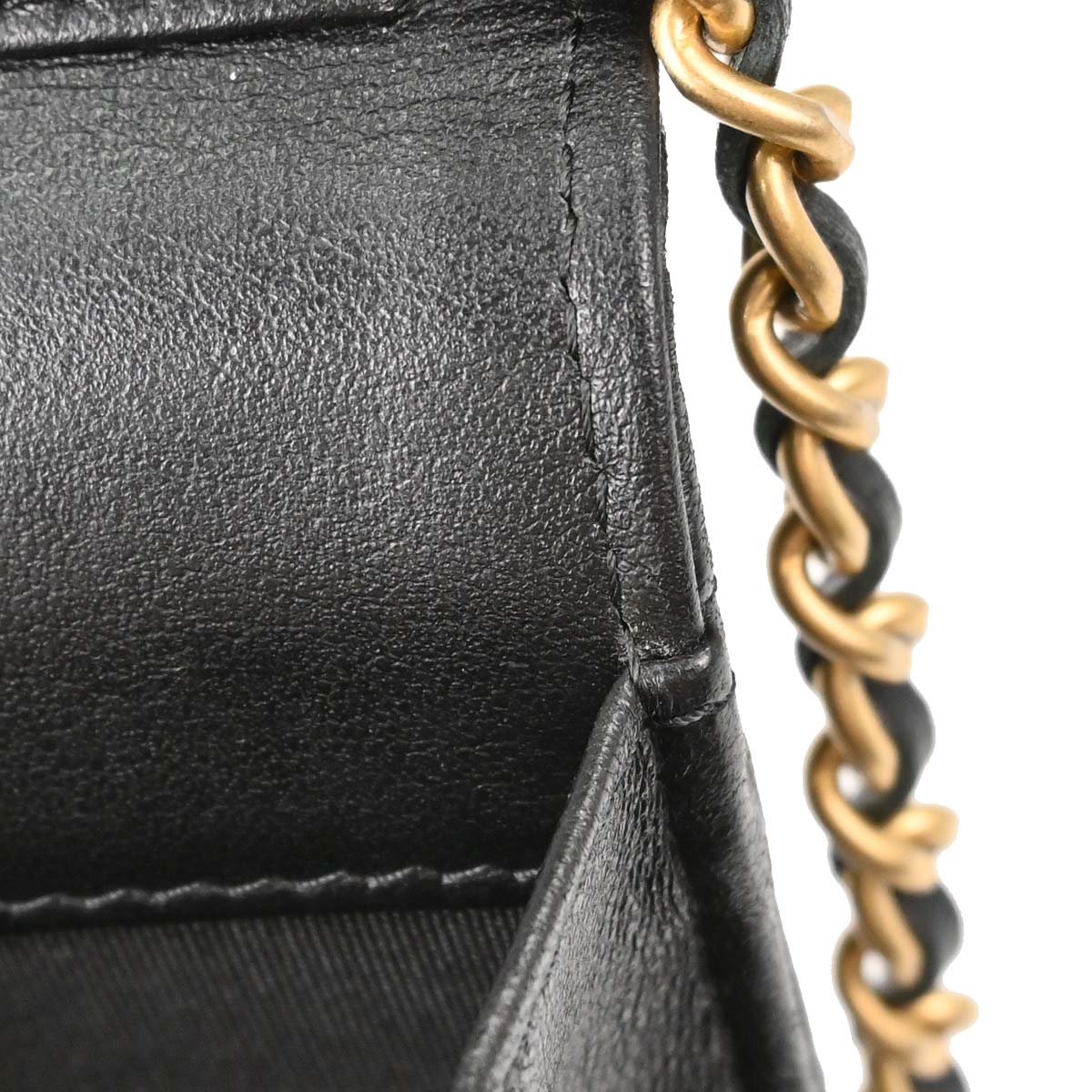 Chanel Black Lambskin Chevron CC Button Chain WOC Shoulder Bag