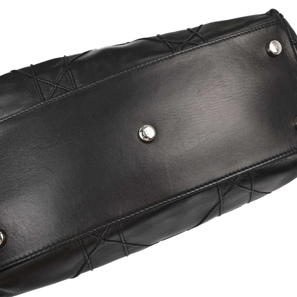 Christian Dior Black Lambskin Cannage Granville 2way Shoulder Handbag