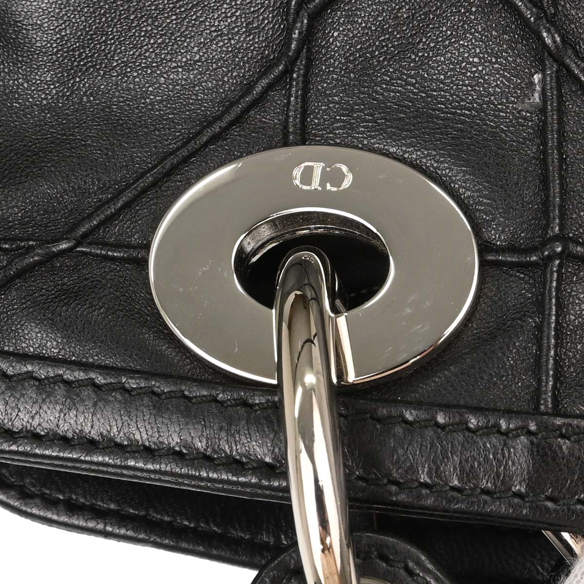 Christian Dior Black Lambskin Cannage Granville 2way Shoulder Handbag