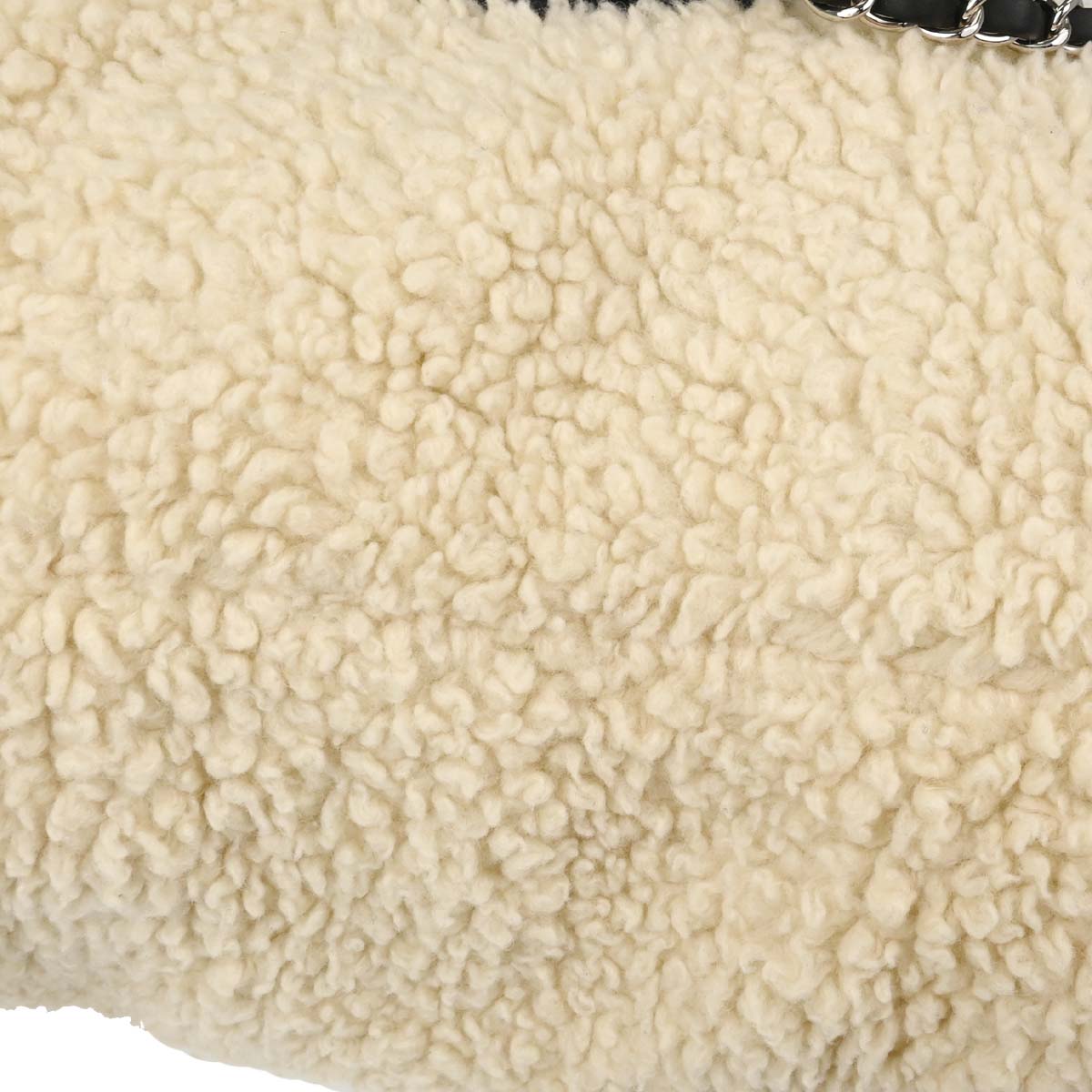 Chanel White Black Wool Nylon Coco Neige Shopping Tote 2way Shoulder Handbag