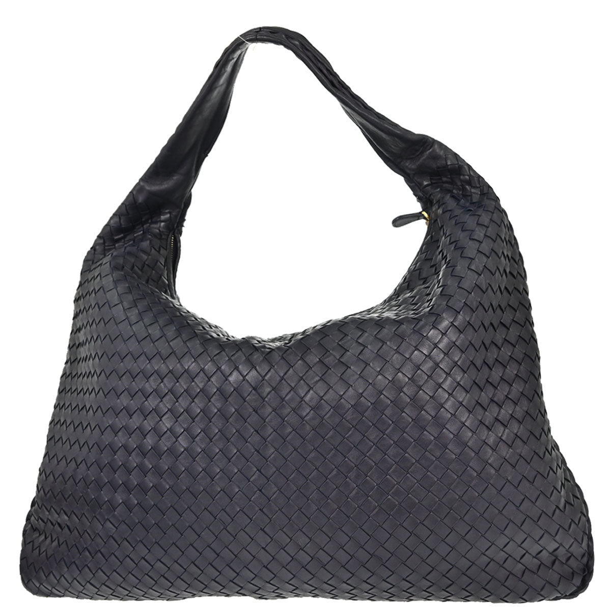 Bottega Veneta Navy Lambskin Intrecciato Hobo Handbag