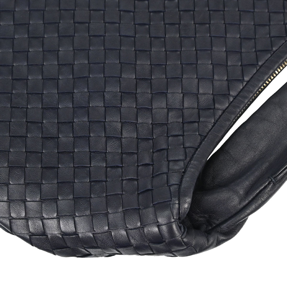 Bottega Veneta Navy Lambskin Intrecciato Hobo Handbag