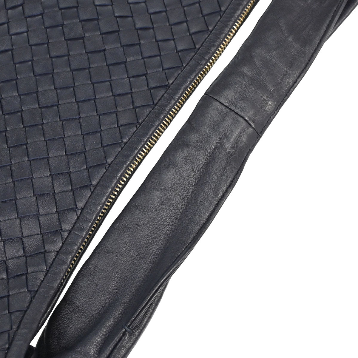 Bottega Veneta Navy Lambskin Intrecciato Hobo Handbag