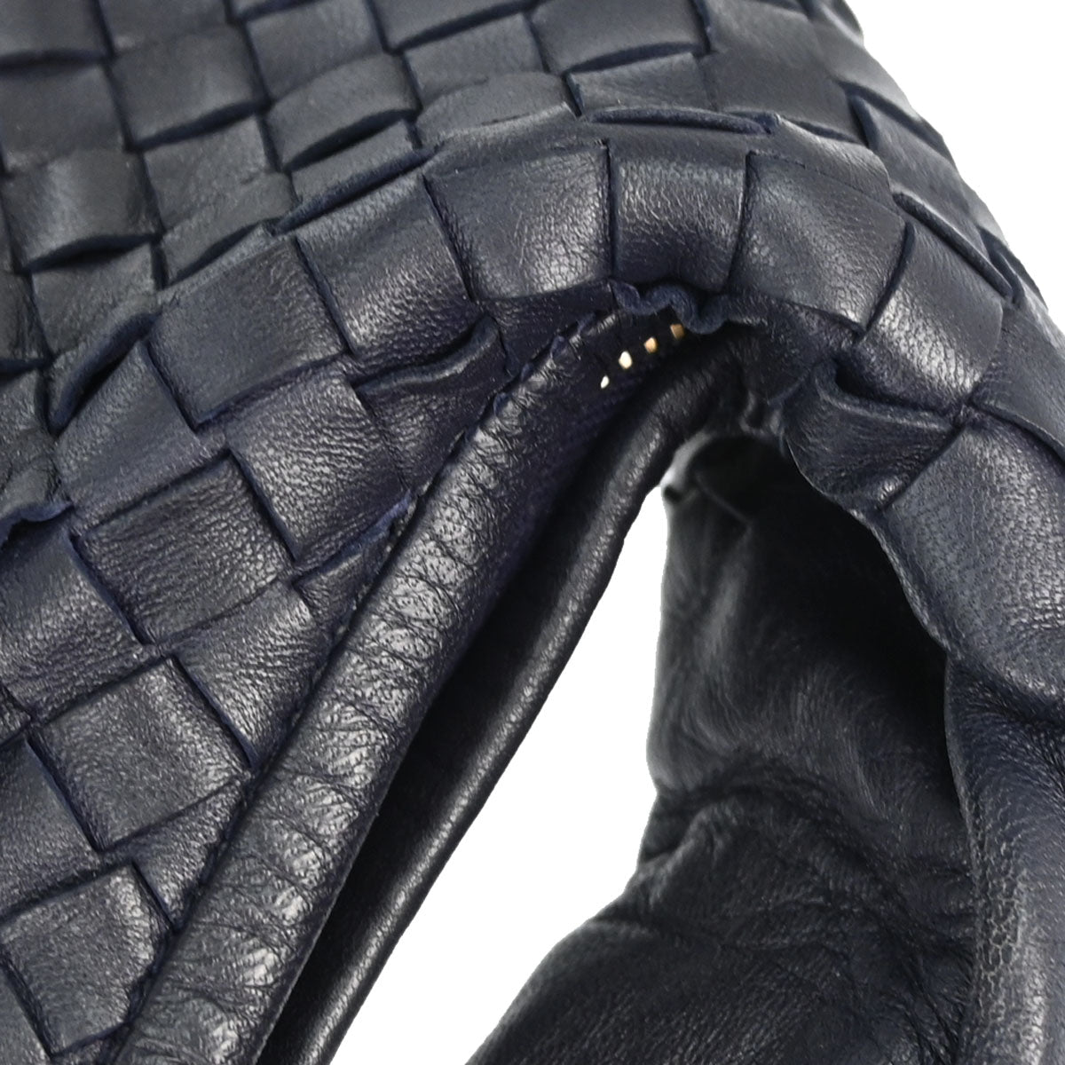 Bottega Veneta Navy Lambskin Intrecciato Hobo Handbag