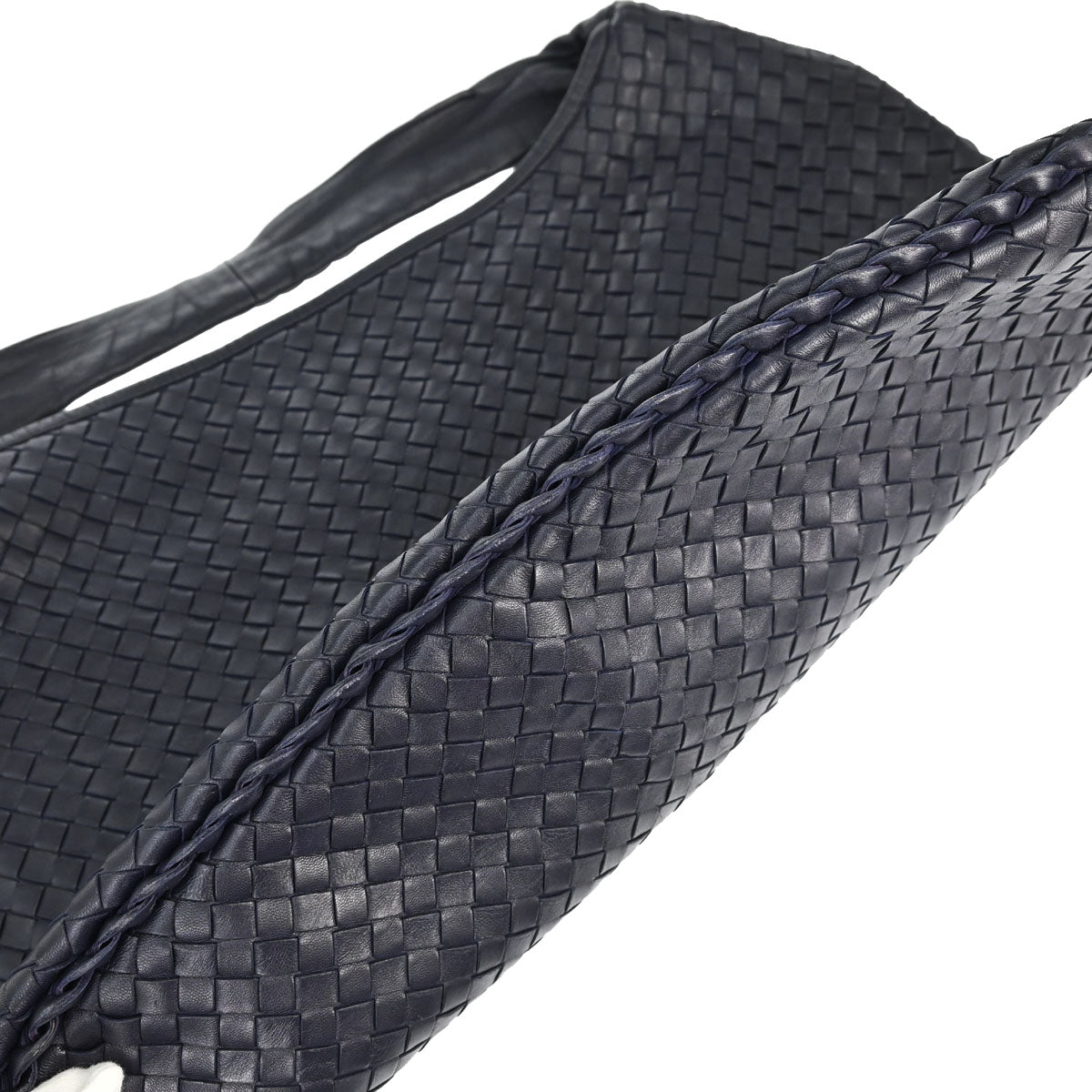 Bottega Veneta Navy Lambskin Intrecciato Hobo Handbag