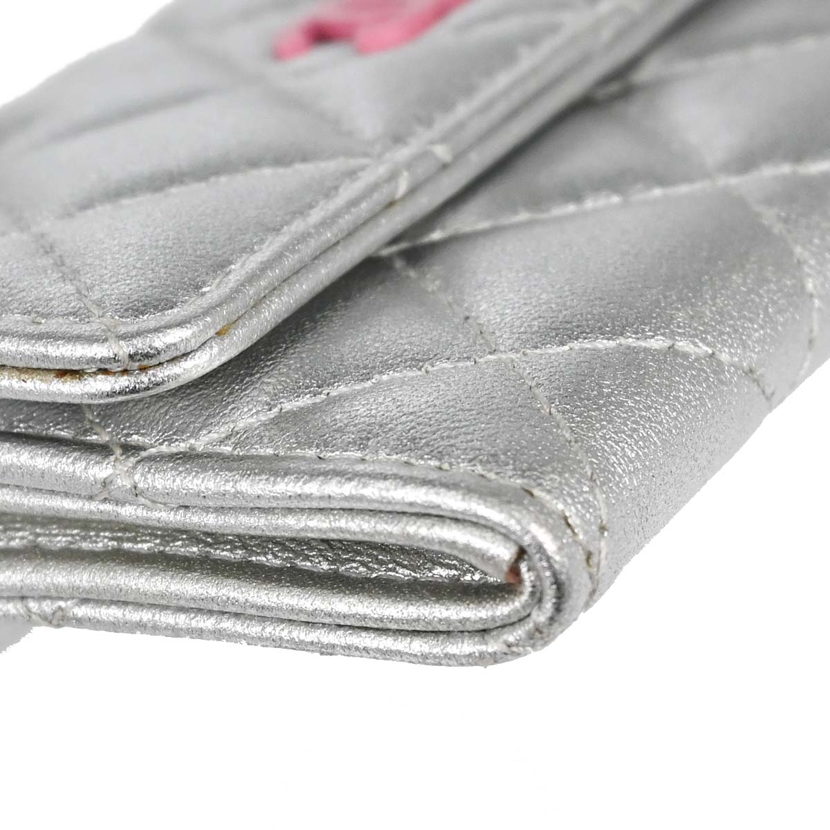 Chanel 2012 Silver Lambskin Cardholder Small Good