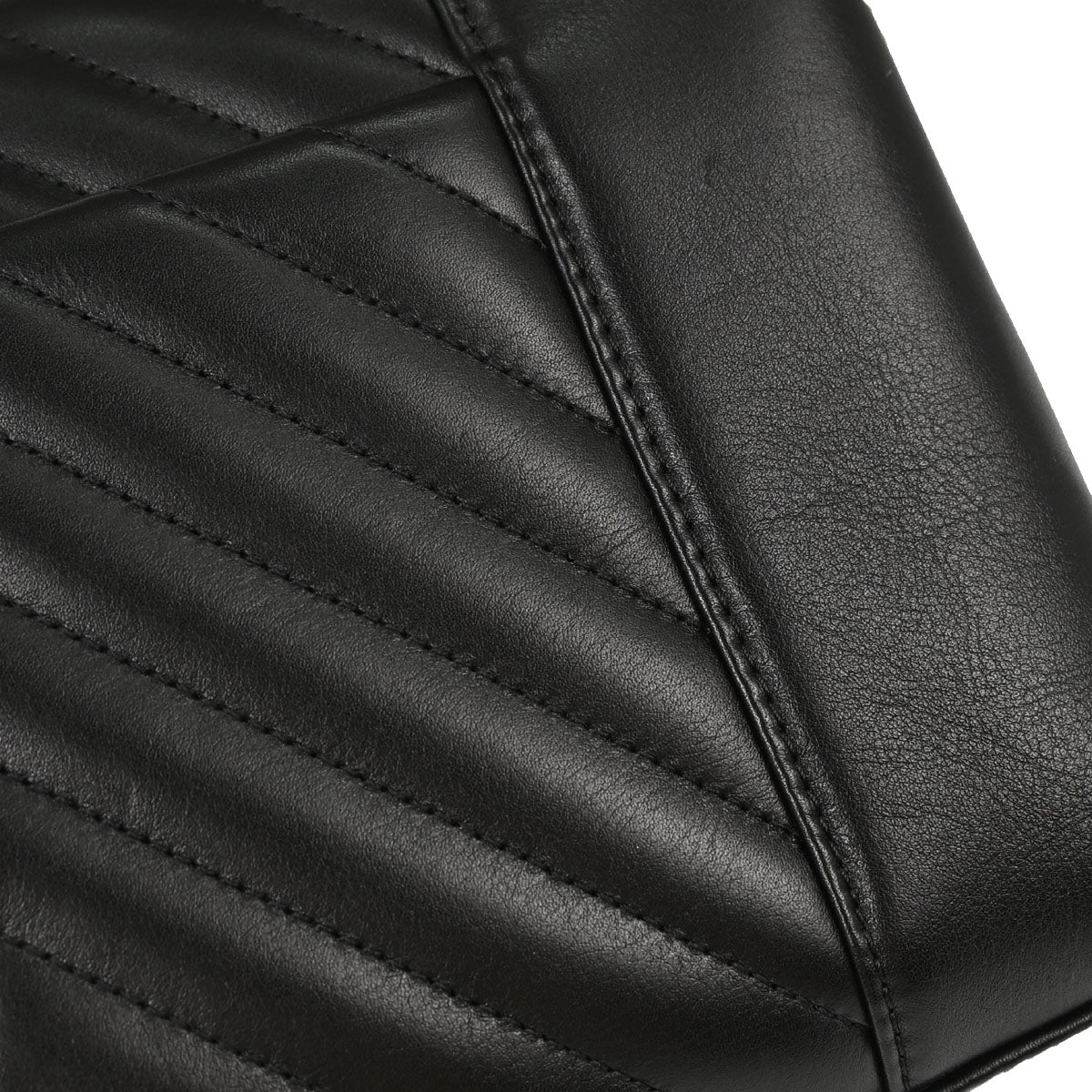 Chanel 2019 Black Lambskin Chevron Straight Flap Shoulder Bag