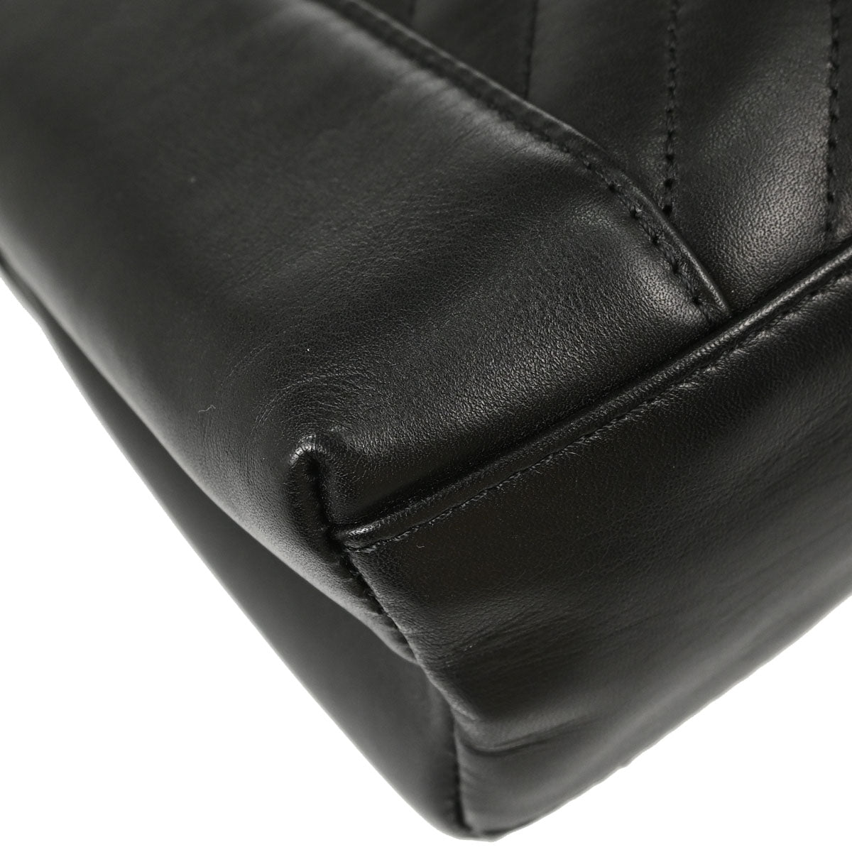 Chanel 2019 Black Lambskin Chevron Straight Flap Shoulder Bag