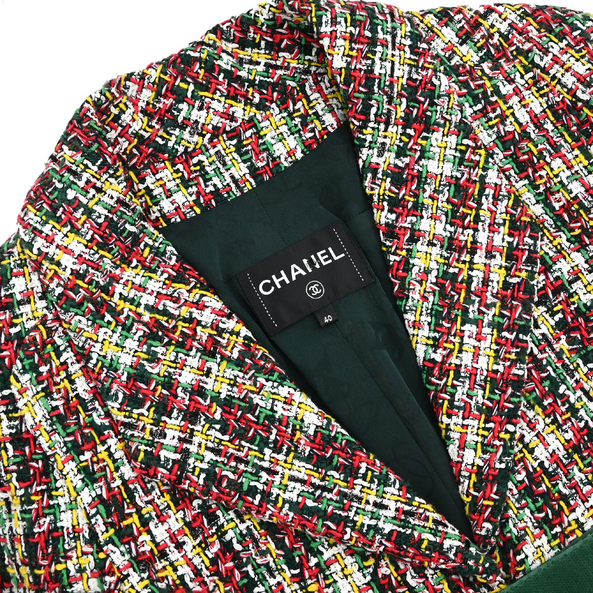 Chanel 2017 Hook and Loop Tape Jacket Tweed Green #40