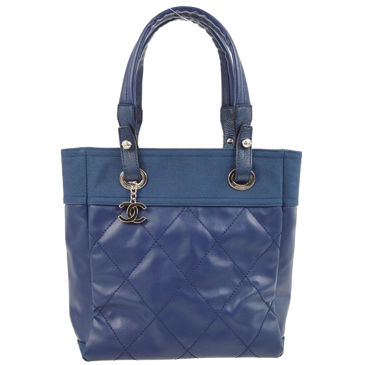 Chanel 2011 Blue Coated Canvas Paris-Biarritz Tote PM Handbag