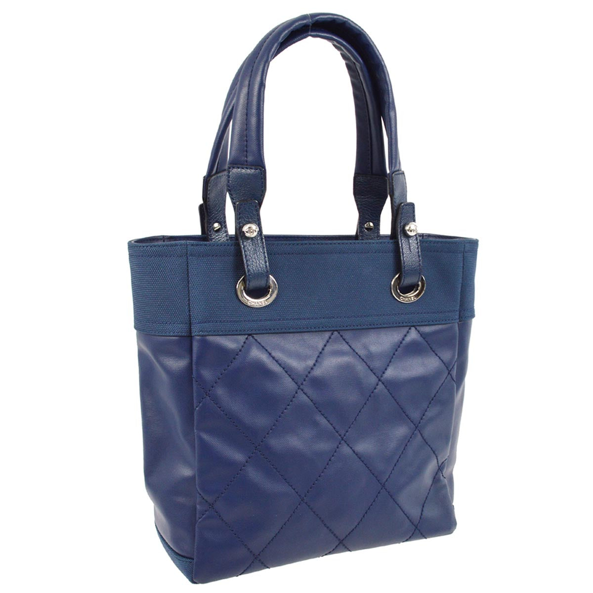 Chanel 2011 Blue Coated Canvas Paris-Biarritz Tote PM Handbag