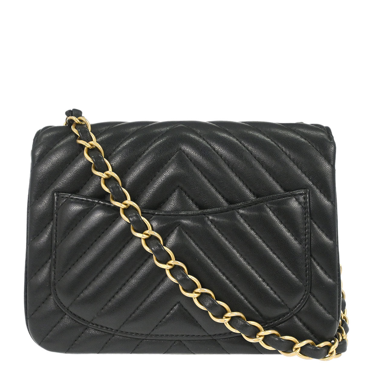 Chanel 2019 Black Lambskin Chevron Mini Classic Square Flap Shoulder Bag 17