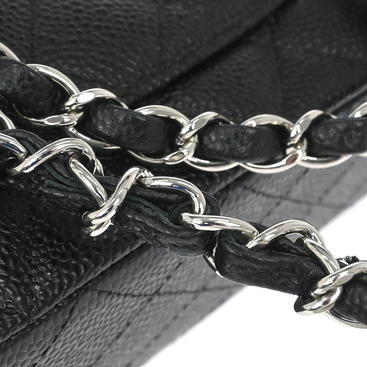 Chanel Black Caviar Skin Medium Classic Double Flap Shoulder Bag