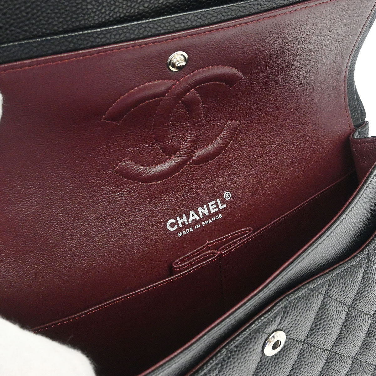Chanel Black Caviar Skin Medium Classic Double Flap Shoulder Bag