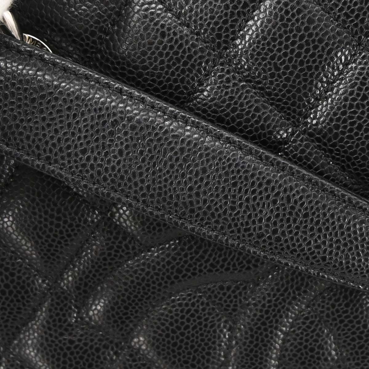 Chanel Black Caviar Skin Grand Shopping Tote GST Chain Handbag