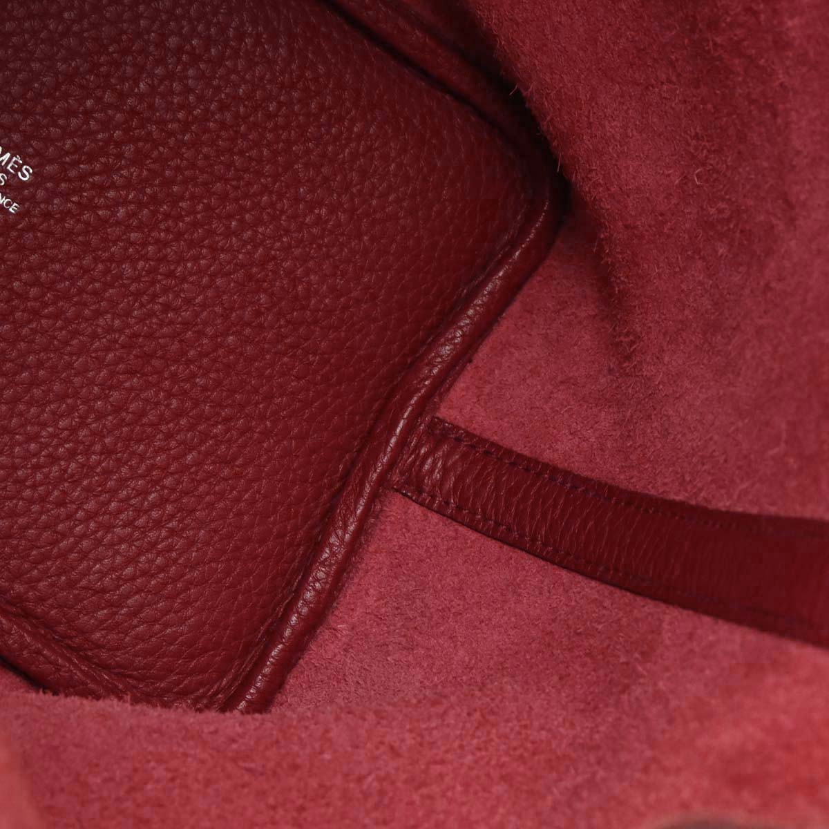 Hermes Rouge Garance Taurillon Clemence Picotin Lock 18 PM Handbag