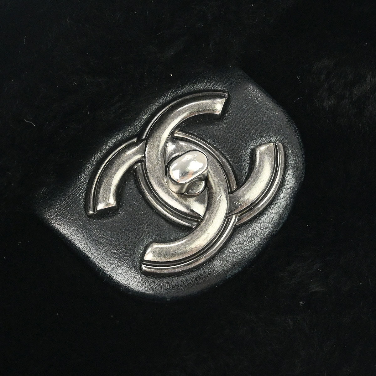 Chanel Black Rabbit Fur Shoulder Bag