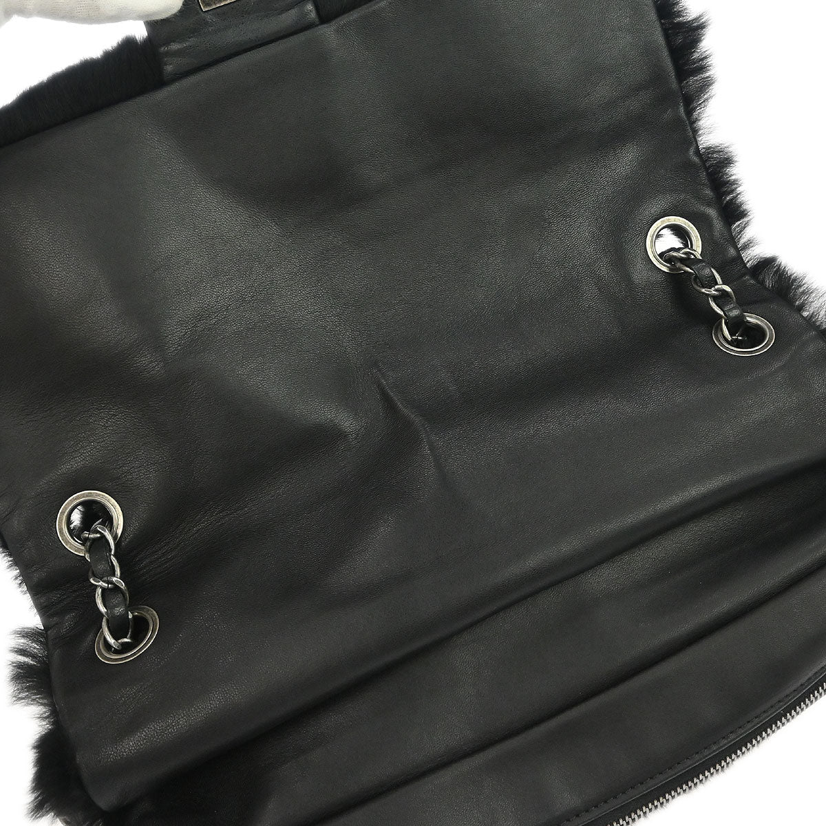 Chanel Black Rabbit Fur Shoulder Bag