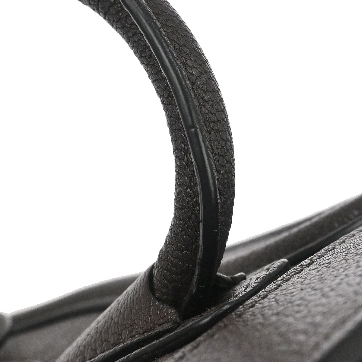 Celine Dark Brown Leather Nano Luggage Shoulder Tote Bag