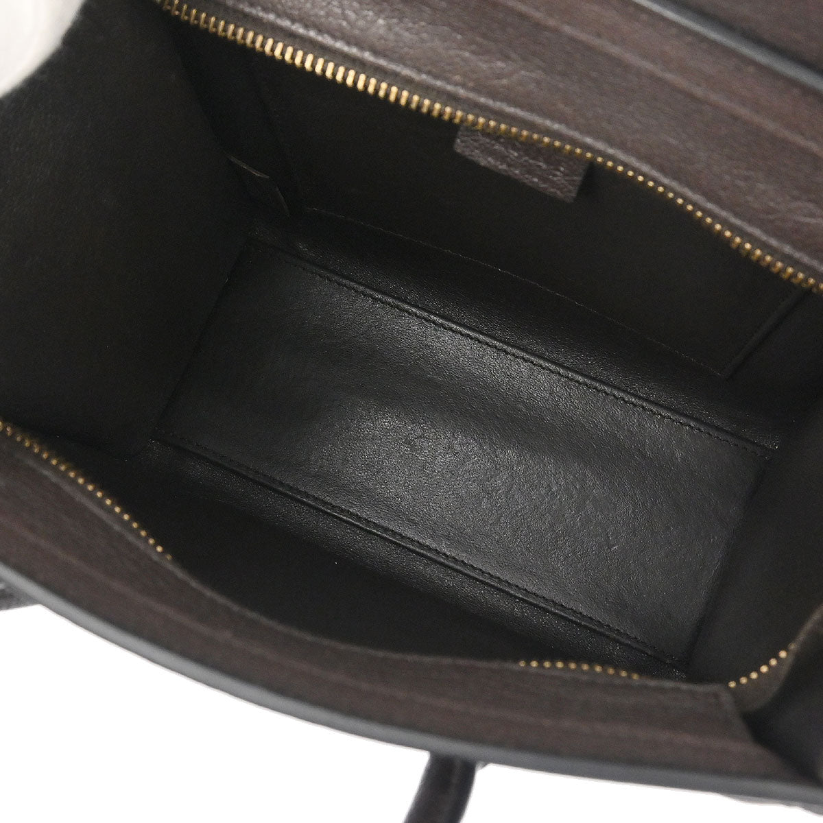 Celine Dark Brown Leather Nano Luggage Shoulder Tote Bag