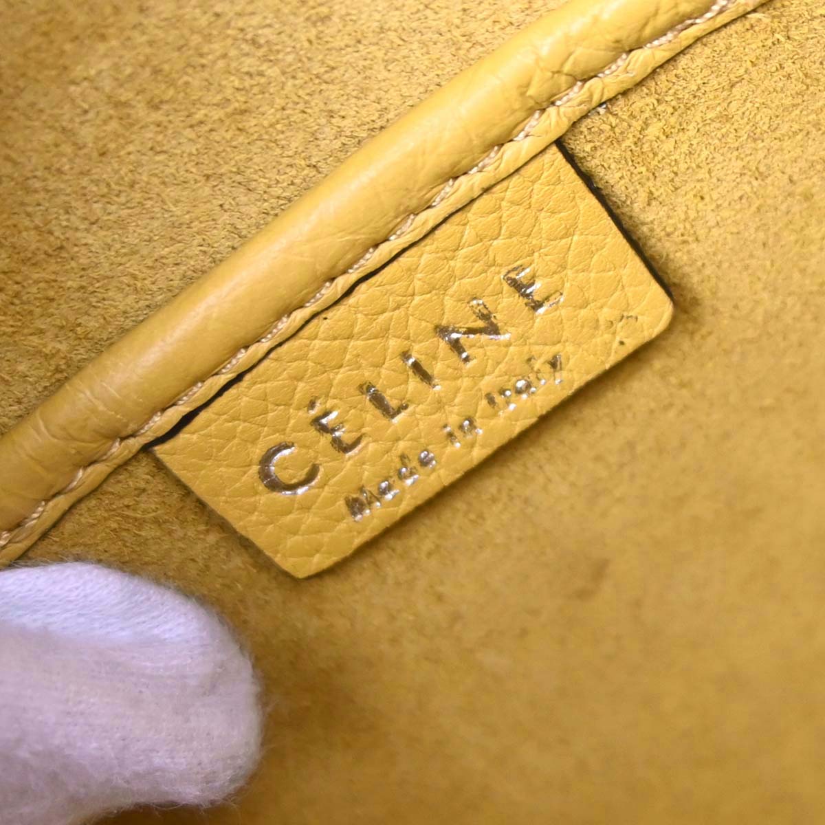 Celine Yellow Leather Nano Luggage Tote Shoulder Bag