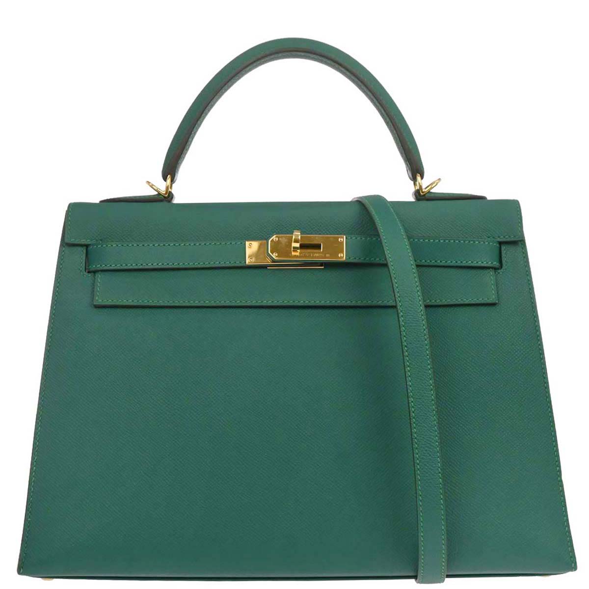 Hermes Vert Vertigo Epsom Kelly 32 Sellier 2way Shoulder Handbag
