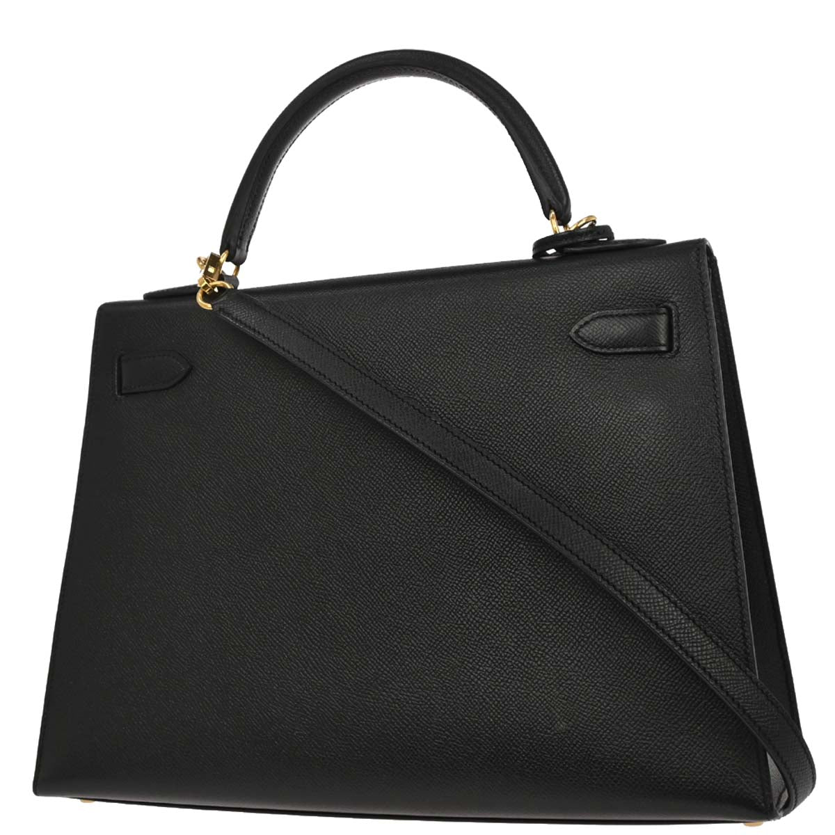 Hermes Black Epsom Kelly 32 Sellier 2way Shoulder Handbag