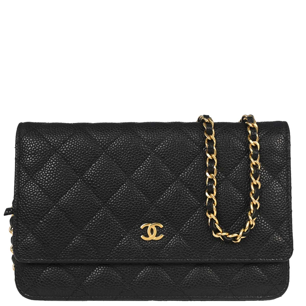 Chanel Black Caviar Skin Classic WOC Wallet on Chain Bag