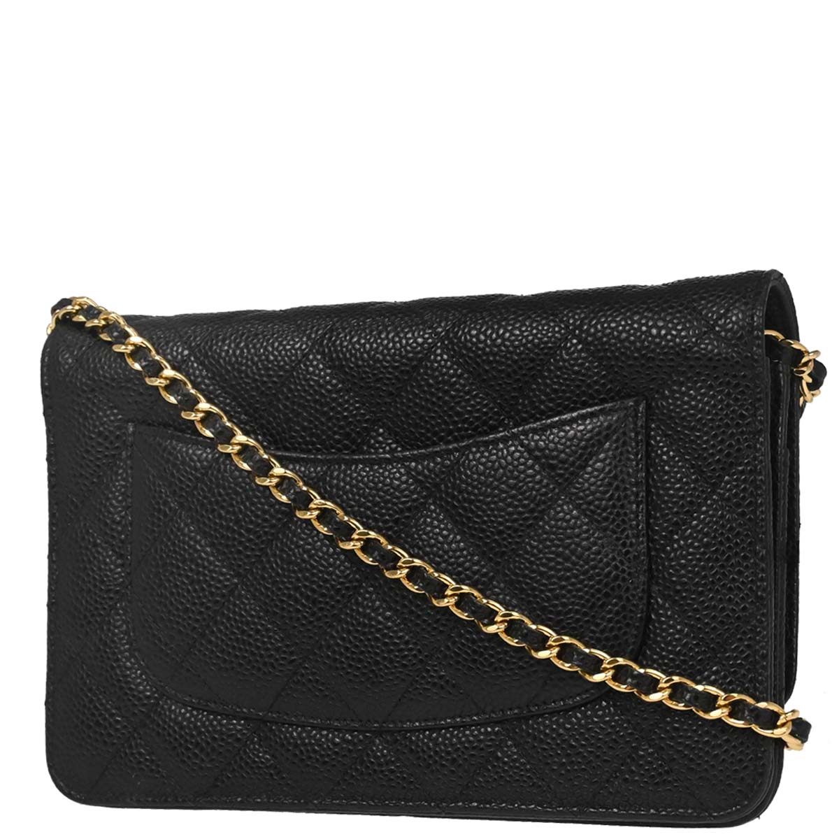 Chanel Black Caviar Skin Classic WOC Wallet on Chain Bag