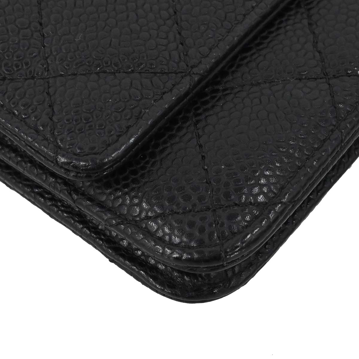 Chanel Black Caviar Skin Classic WOC Wallet on Chain Bag