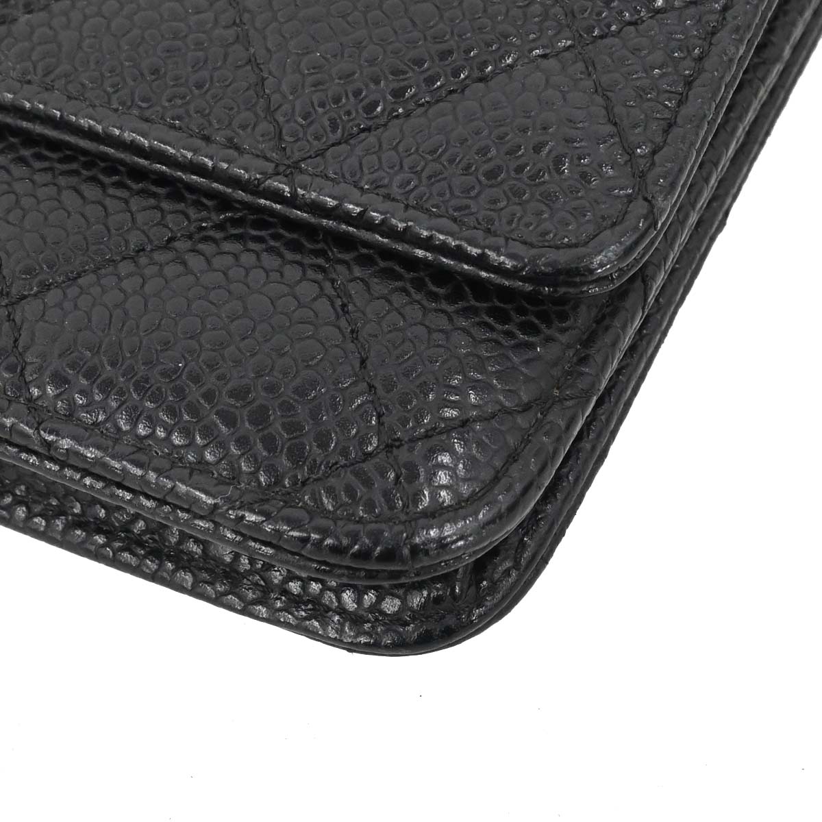 Chanel Black Caviar Skin Classic WOC Wallet on Chain Bag