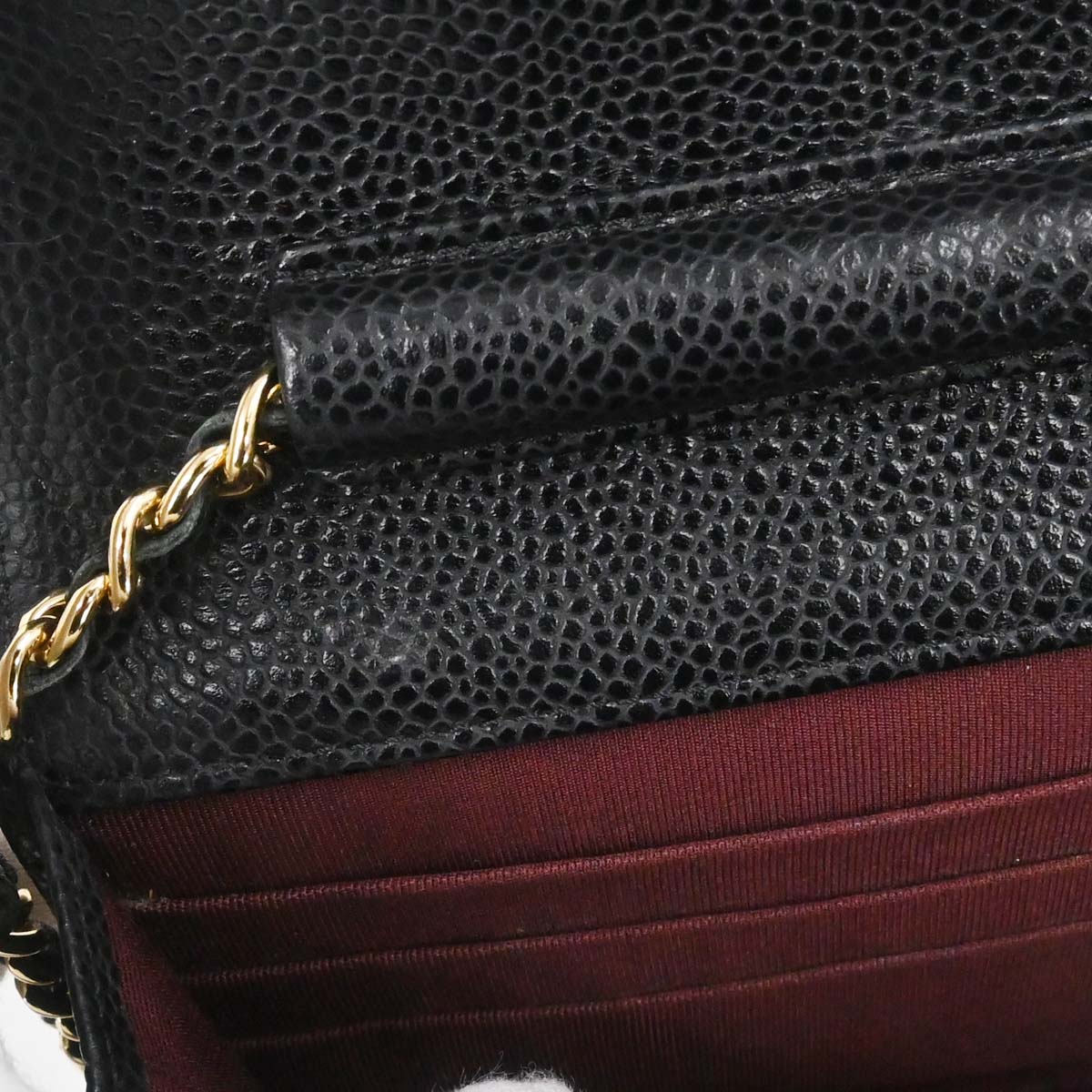 Chanel Black Caviar Skin Classic WOC Wallet on Chain Bag